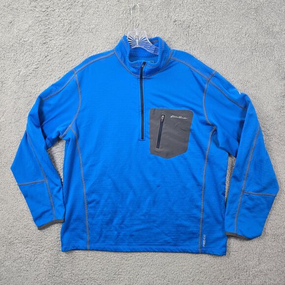 Eddie Bauer Men's Blue FreeHeat Quarter Zip Pullover Hiking Size L - Picture 1 of 12